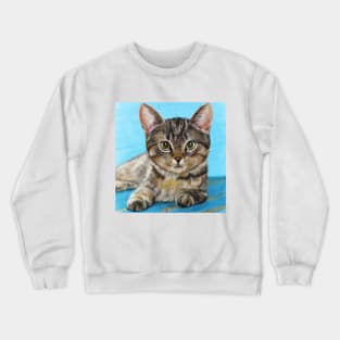 Digitally Painted Portrait of a Cute Little Furry Kitten Crewneck Sweatshirt